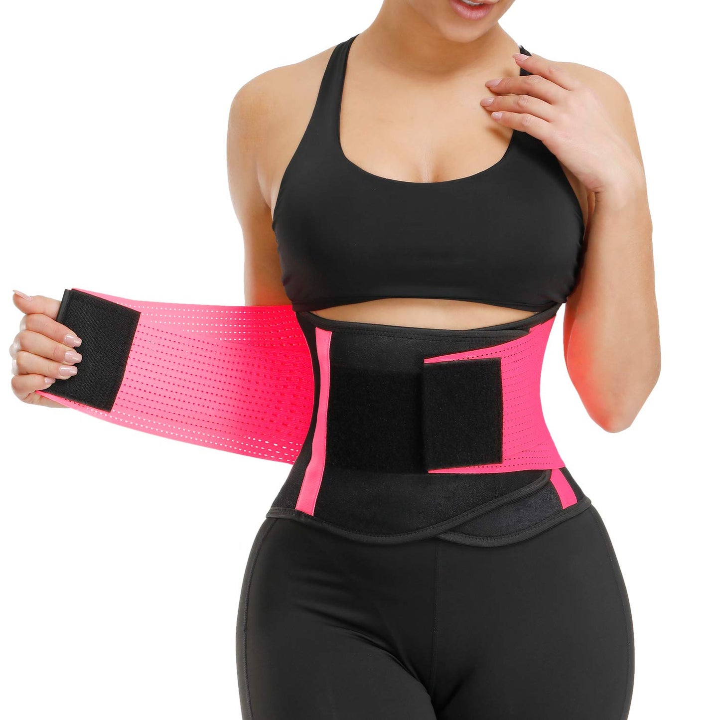 VENUZOR Waist Trainer Belt for Women - Waist Cincher Trimmer - Slimming Body Shaper Belt - Sport Girdle Belt (UP Graded)(Hot Pink,Small)
