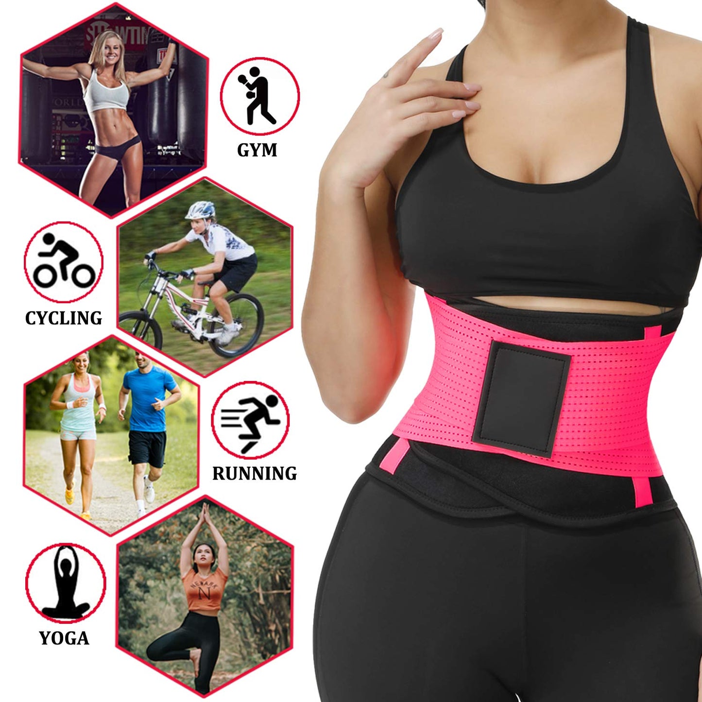 VENUZOR Waist Trainer Belt for Women - Waist Cincher Trimmer - Slimming Body Shaper Belt - Sport Girdle Belt (UP Graded)(Hot Pink,Small)