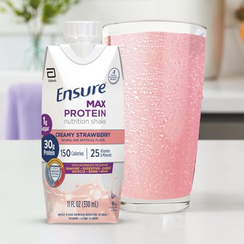 Ensure Max Protein Shake | Milk Chocolate | Ready to Drink | 30g Protein for Muscle Building | 1g Sugar, 4g Fiber | 11 fl oz - 12 Pack