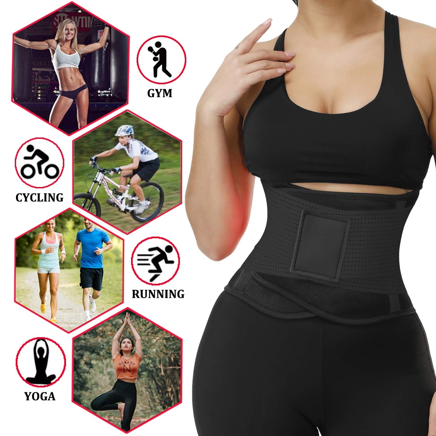 VENUZOR Waist Trainer Belt for Women - Waist Cincher Trimmer - Slimming Body Shaper Belt - Sport Girdle Belt (UP Graded)(Hot Pink,Small)