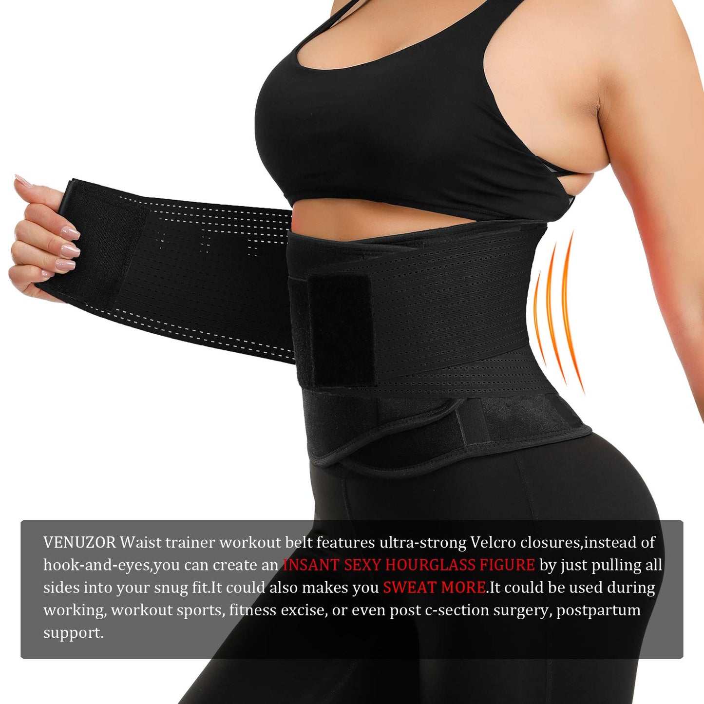 VENUZOR Waist Trainer Belt for Women - Waist Cincher Trimmer - Slimming Body Shaper Belt - Sport Girdle Belt (UP Graded)(Hot Pink,Small)