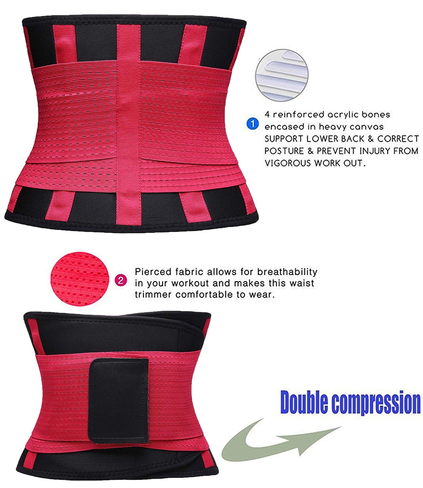 VENUZOR Waist Trainer Belt for Women - Waist Cincher Trimmer - Slimming Body Shaper Belt - Sport Girdle Belt (UP Graded)(Hot Pink,Small)