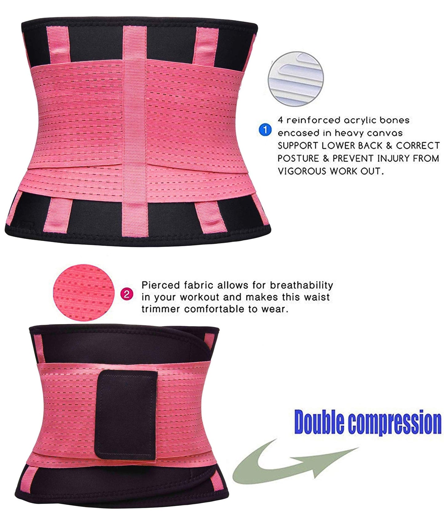 VENUZOR Waist Trainer Belt for Women - Waist Cincher Trimmer - Slimming Body Shaper Belt - Sport Girdle Belt (UP Graded)(Hot Pink,Small)