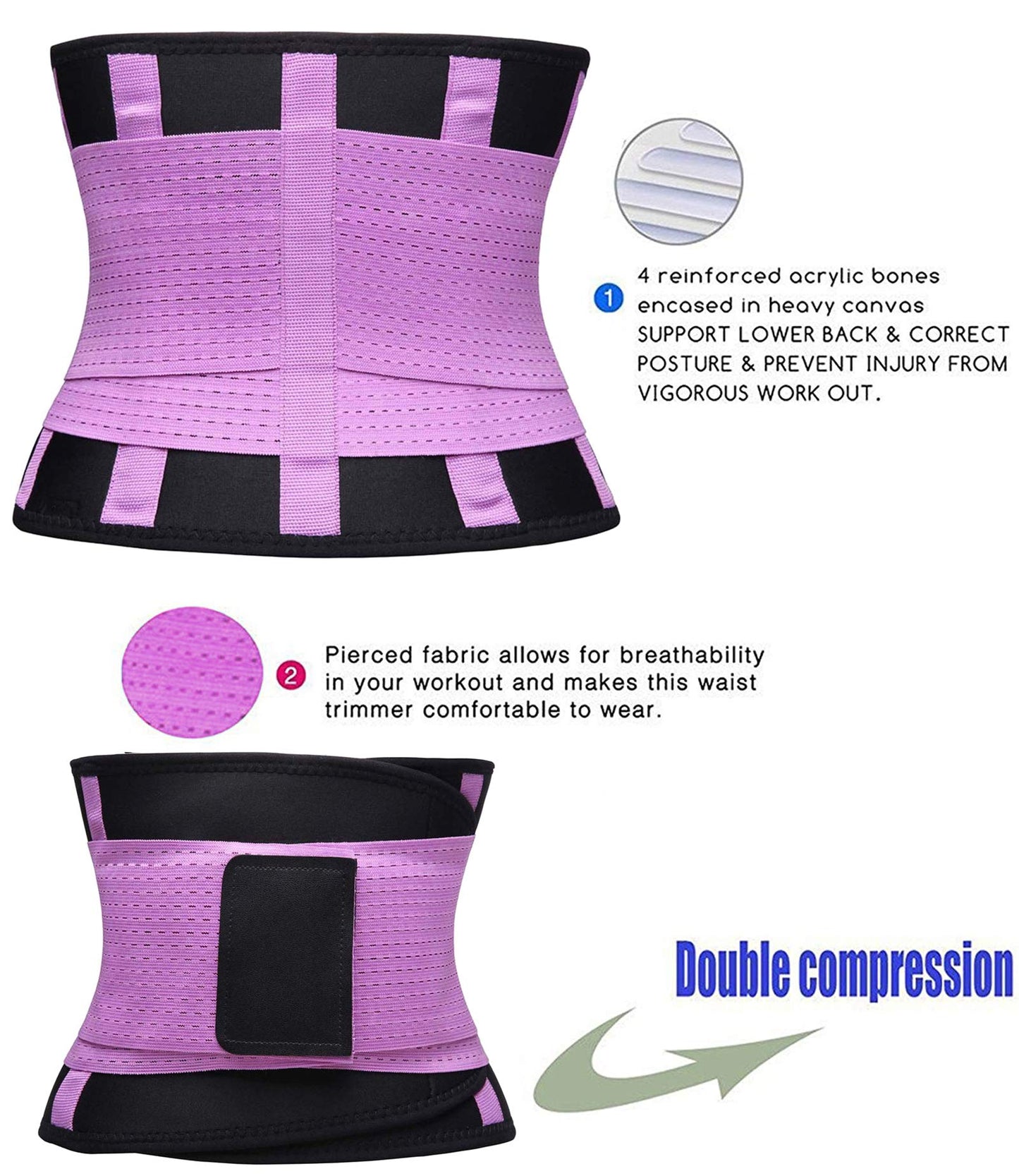 VENUZOR Waist Trainer Belt for Women - Waist Cincher Trimmer - Slimming Body Shaper Belt - Sport Girdle Belt (UP Graded)(Hot Pink,Small)