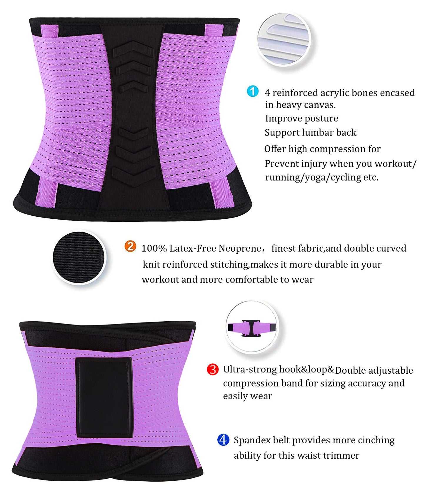 VENUZOR Waist Trainer Belt for Women - Waist Cincher Trimmer - Slimming Body Shaper Belt - Sport Girdle Belt (UP Graded)(Hot Pink,Small)